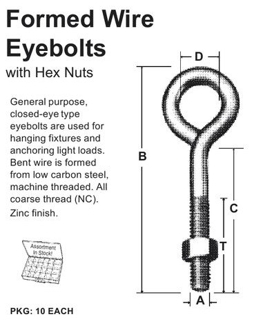 Formed Wire Eye Bolts with Hex Nuts
